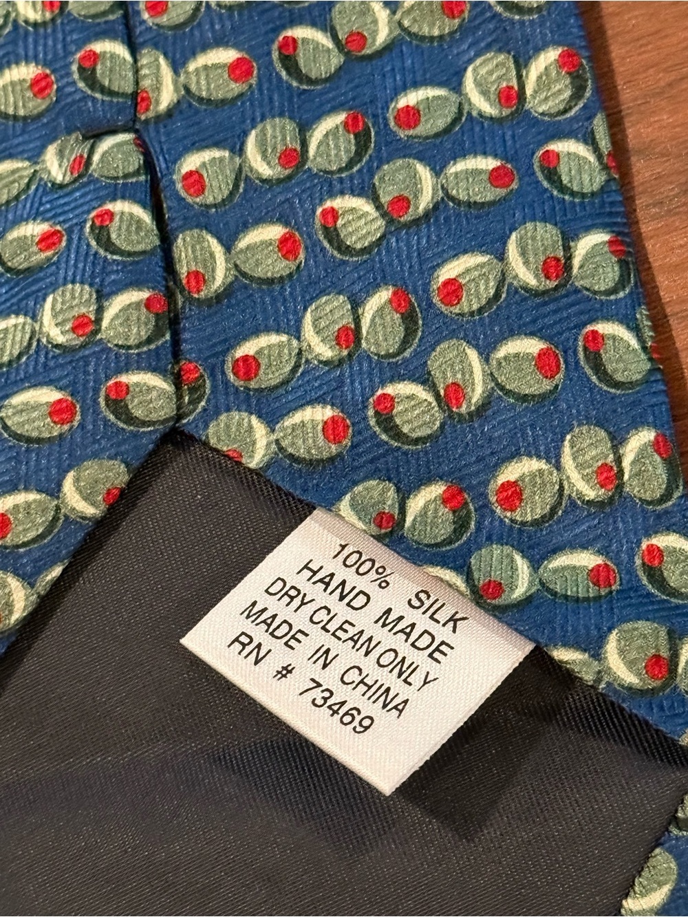Silk Navy Blue Patterned Men's Tie - Picture 2 of 2